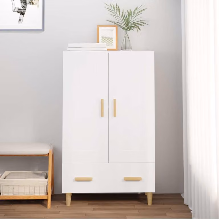 Credenza bianca vidaXL in legno in stile scandinavo L/P/H: 70 x 31 x 115 cm