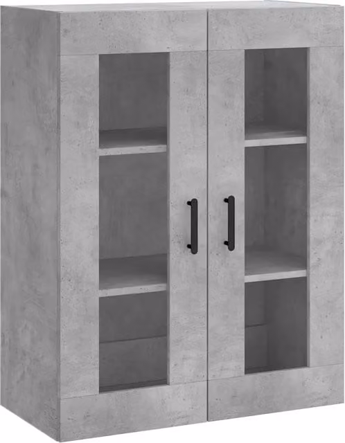 Mobiletto a muro moderno HELLOSHOP26 in legno composito e vetro grigio, L: 69,5 cm, P: 34 cm, H: 90 cm
