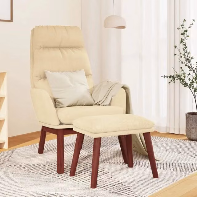 Poltrona Relax Reclinabile con Poggiapiedi vidaXL in Tessuto Beige