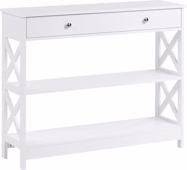 Credenza Beliani in stile Country Bianco con 1 Cassetto e 2 Ripiani, L/P/H: 100 x 30 x 80 cm