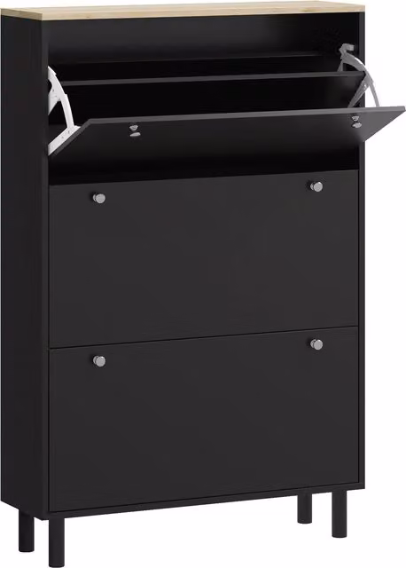 Scarpiera slim HOMCOM nera con 3 cassetti ribaltabili e ripiani regolabili per 24 paia di scarpe