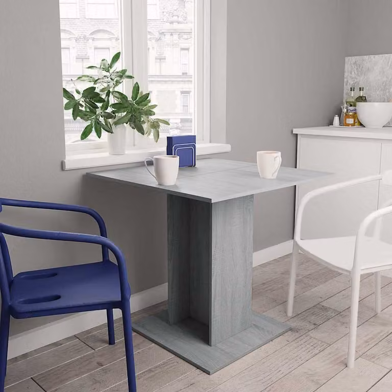 vidaXL Tavolo da Pranzo Quadrato in Legno Multistrato Grigio, L/P/H: 80 x 80 x 75 cm