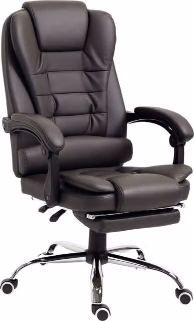 Poltrona da Ufficio Executive XYLO Reclinabile con Poggiapiedi e Riposogalatelli in Ecopelle Marrone L: 64.5 cm, P: 69 cm, H: 109-117 cm