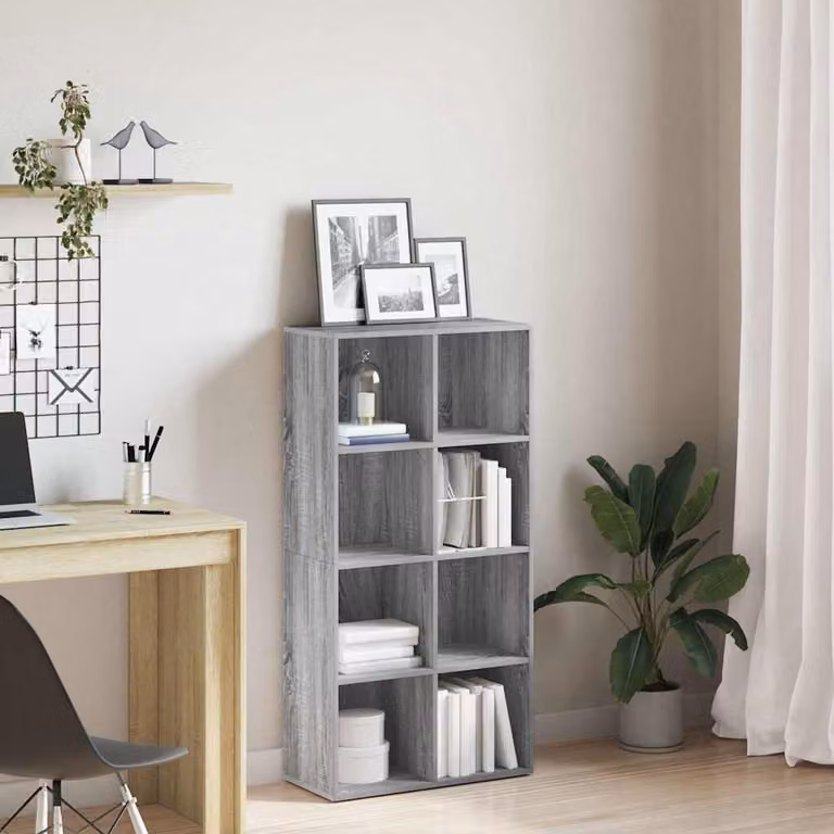 Libreria/Credenza vidaXL in Legno Multistrato e MDF Grigio, L 66 cm x P 30 cm x H 130 cm