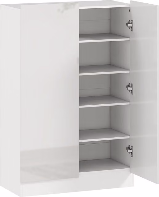 Scarpiera HOMCOM a 5 livelli in legno bianco per 20 paia di scarpe con ripiani regolabili e ante a battente per ingresso e corridoio