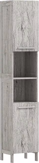 Colonna bagno multifunzione kleankin in MDF con 2 armadietti e 2 ripiani aperti, colore legno, L/P/H: 30 x 32 x 172.5 cm