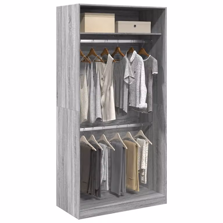 Armadio vidaXL Grigio con Ante a Battente in Legno e MDF L: 100 cm, P: 50 cm, H: 200 cm