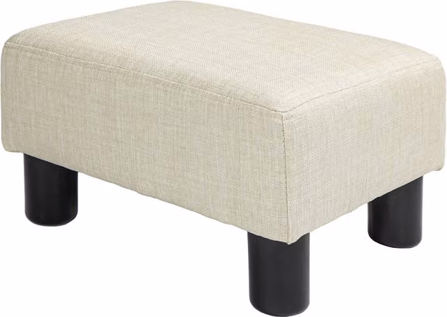 Pouf poggiapiedi compatto HOMCOM in tessuto effetto lino, Beige, L 40 x P 30 x H 24 cm
