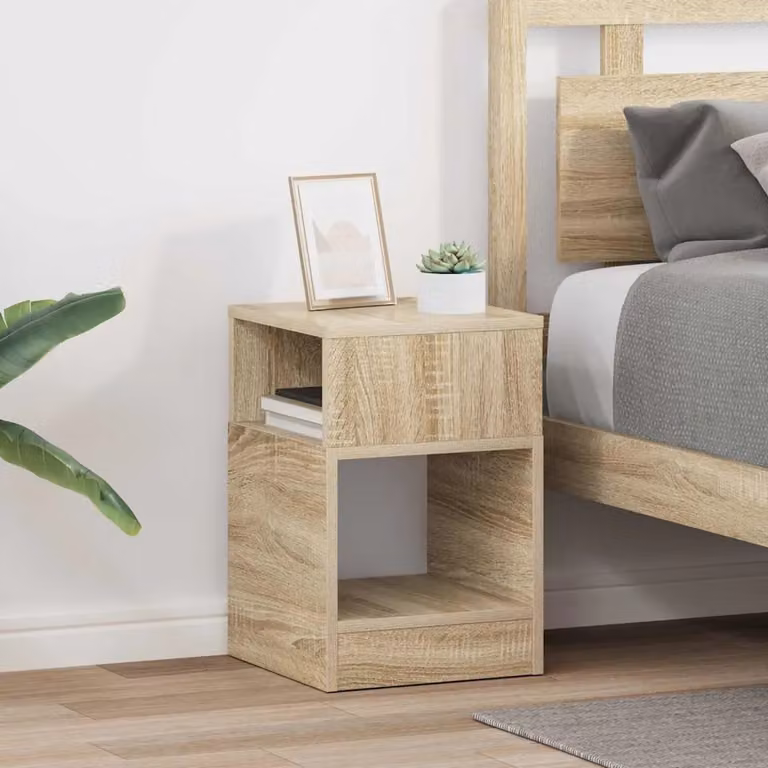 Set di 2 tavolini moderni vidaXL in legno color rovere, L/P/H: 30,5 x 30 x 45 cm