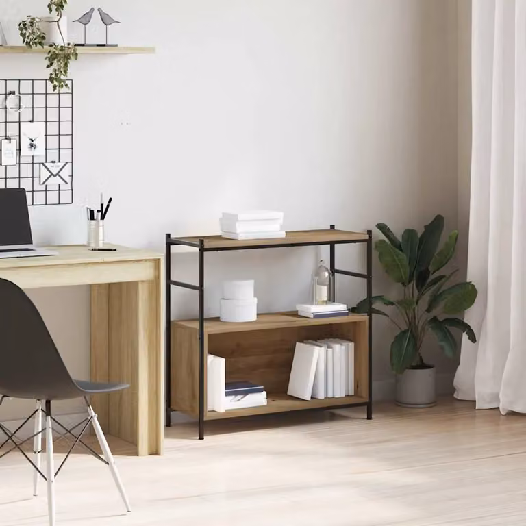 Libreria moderna vidaXL in legno e metallo marrone L: 80 cm, P: 30 cm, H: 78,5 cm
