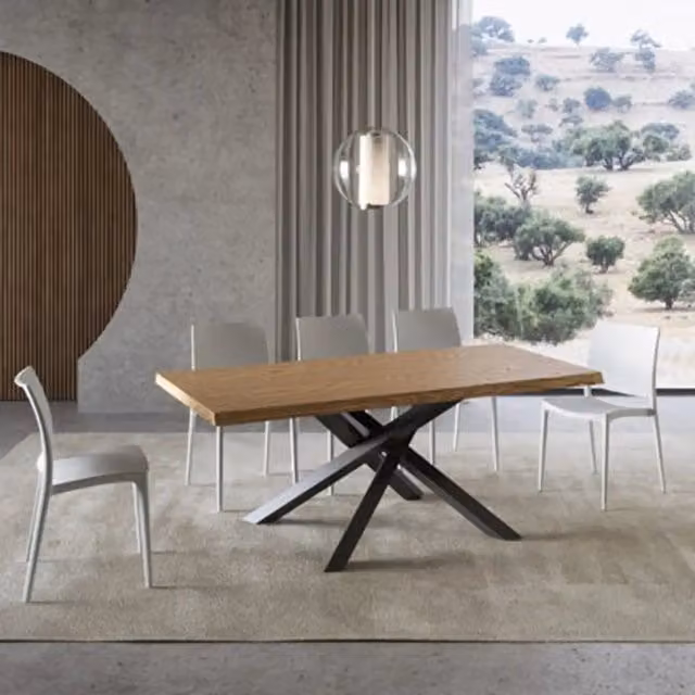 Tavolo allungabile Itamoby Versalux in legno rovere con gambe antracite L: 200-250 cm, P: 90 cm, H: 75 cm