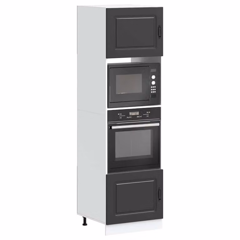 Set di 2 armadi per forno vidaXL Kalmar neri in legno multistrato e MDF con ante a battente