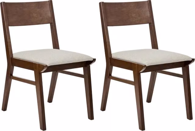 Set di 2 sedie da pranzo BELIANI in tessuto beige con struttura in legno di gomma marrone, stile retrò classico senza braccioli