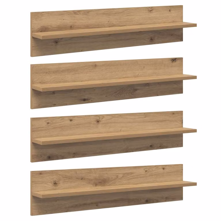 Set di 4 scaffali da parete vidaXL in stile minimalista, colore marrone rovere, L 80 cm x P 18 cm x H 11,5 cm