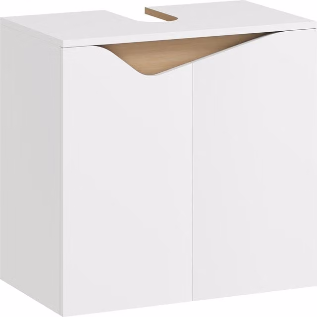 Mobile Sottolavabo HOMCOM con 2 Ante Ammortizzate per Lavabo Senza Piedistallo, Bianco, L: 60 cm, P: 35 cm, H: 57.9 cm