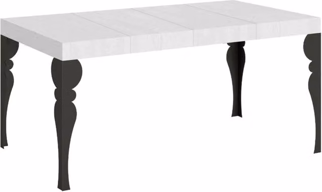 Tavolo allungabile moderno Itamoby rettangolare in bianco frassino con gambe antracite L: 140-400 cm, P: 90 cm