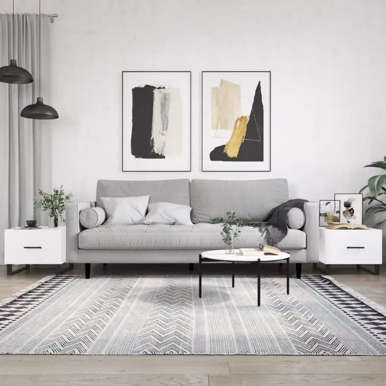 Set di 2 tavolini da salotto vidaXL in legno multistrato bianco lucido, L/P/H: 50 x 50 x 40 cm