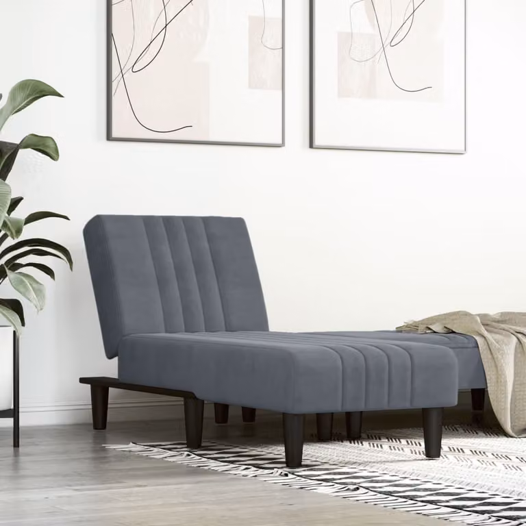 vidaXL Chaise Longue Moderna in Velluto Grigio con Funzione Letto e Forma a L, L/P/H: 140 x 200 cm