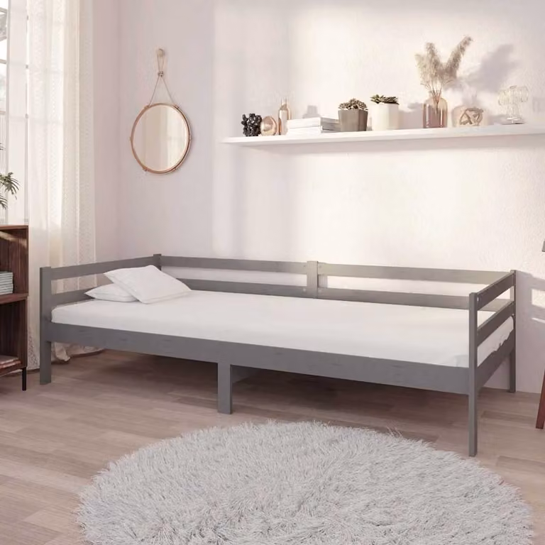 Dormeuse vidaXL in legno massello di pino grigio, L/P: 90 x 200 cm