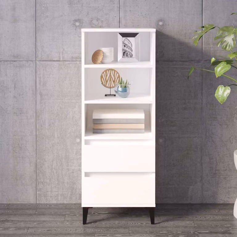 Credenza vidaXL in stile industriale bianca con finitura opaca, L/P/H: 40 x 36 x 110 cm