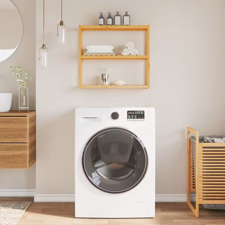 vidaXL Mensola da Bagno in Bambù con 3 Ripiani, Montaggio a Parete, L 60 cm x P 15 cm x H 54 cm