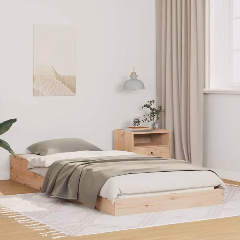Struttura del letto moderna vidaXL in pino massello color naturale L/P/H: 203.5 x 100 x 110 cm