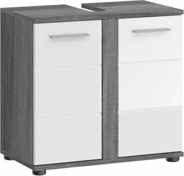 Mobile sottolavabo da bagno Meublorama WILLIAM con 2 ante, antracite e bianco, L: 57 cm, P: 60 cm, H: 34 cm