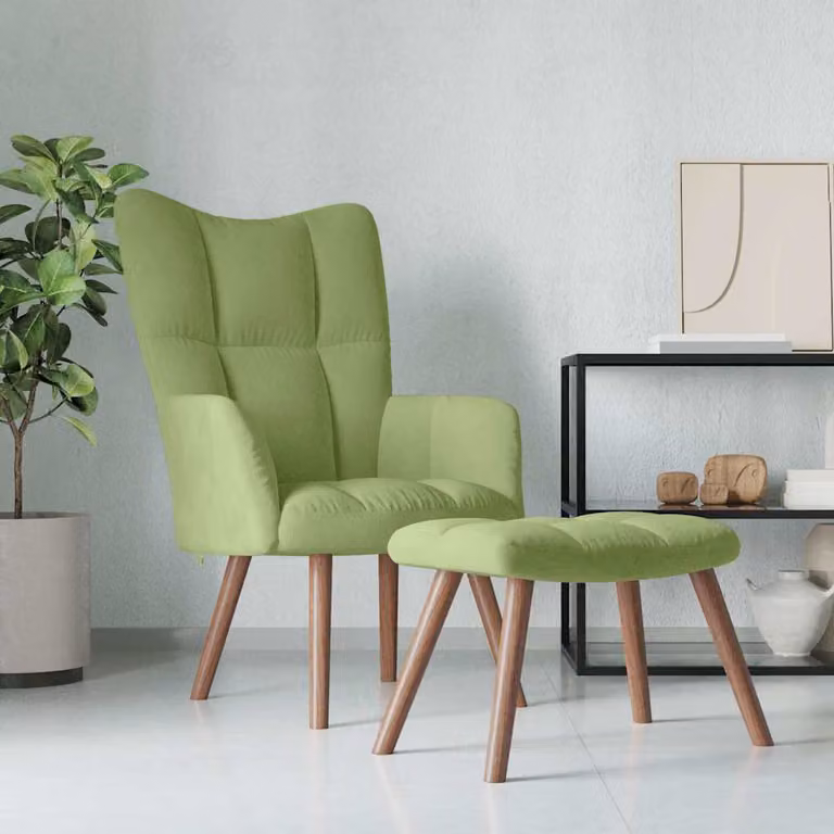 vidaXL Poltrona Relax con Poggiapiedi in Velluto Verde Chiaro