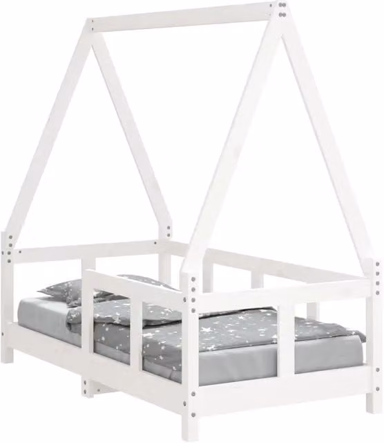 Giroletto per bambini in legno massello di pino bianco laccato L 70 x P 140 cm