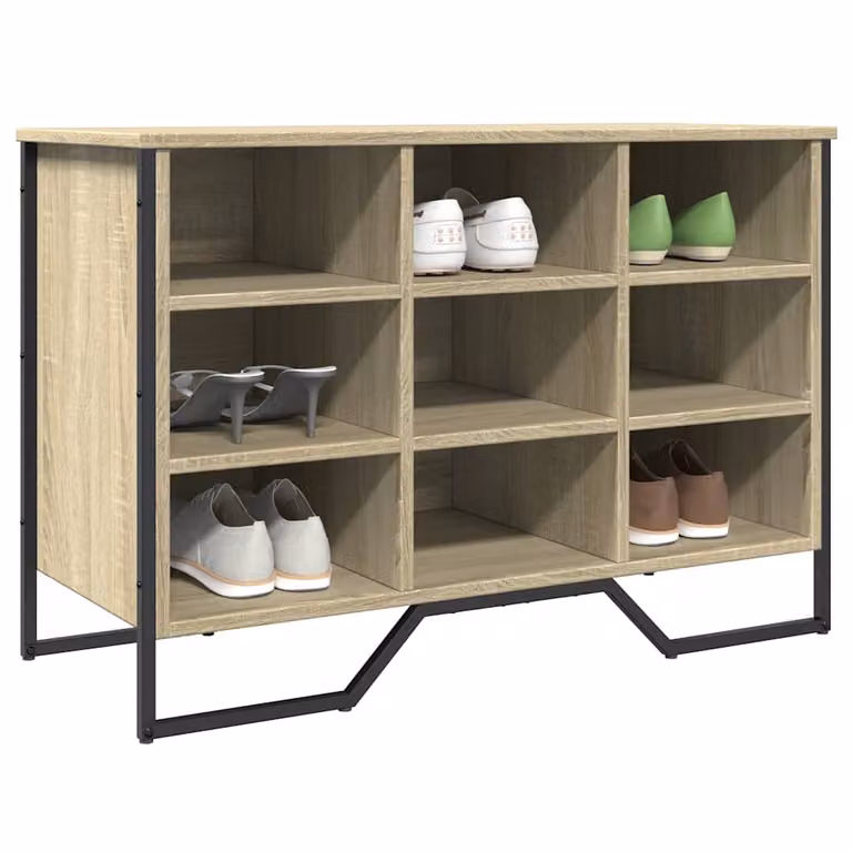 Scarpiera moderna vidaXL con seduta integrata in legno e metallo, colore marrone, L 90 x P 38 x H 61,5 cm