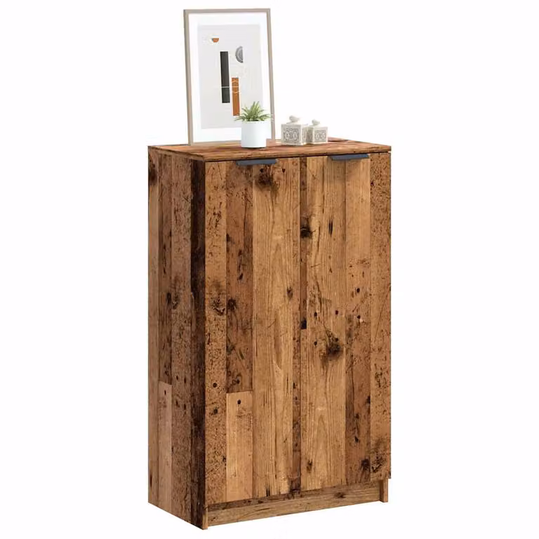 Scarpiera vidaXL in stile rustico color marrone con ante a battente e ripiani interni, L: 59 cm, P: 35 cm, H: 100,5 cm