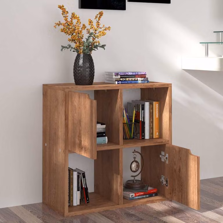 Libreria moderna vidaXL in MDF e plastica, colore marrone, L 60 cm x P 27,5 cm x H 59,5 cm