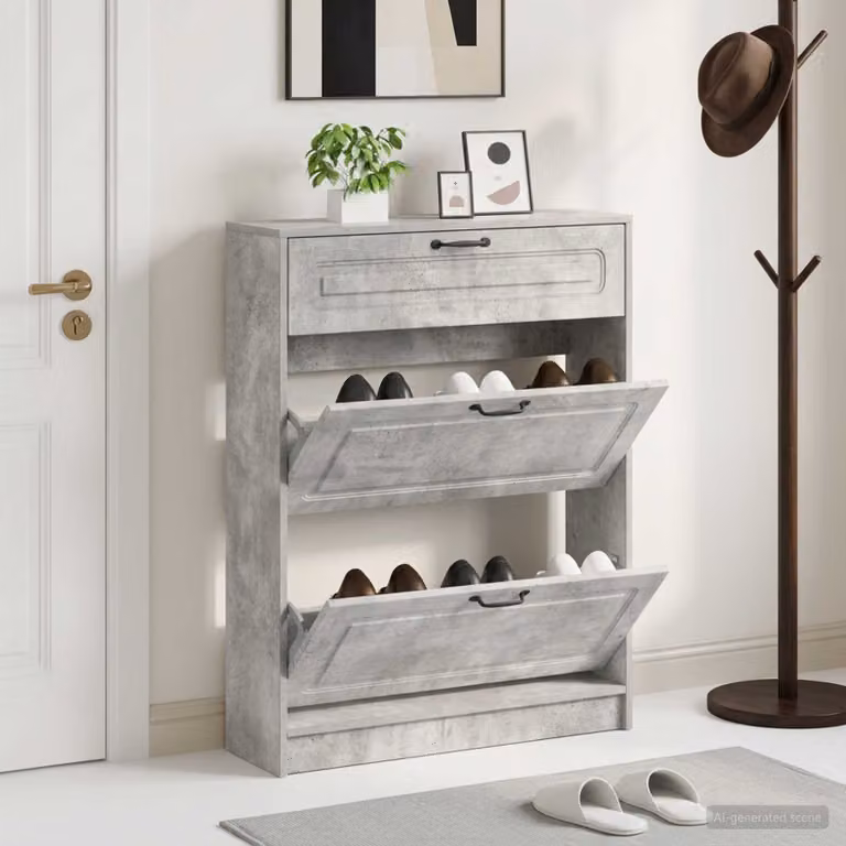 Mobile porta scarpe UTRECHT vidaXL moderno in MDF e metallo, L: 78 cm, P: 24 cm, H: 100 cm