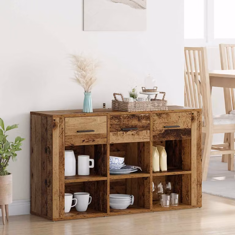 Credenza in stile rustico vidaXL in legno ingegnerizzato marrone e nero L/P/H: 100 x 30 x 59,5 cm
