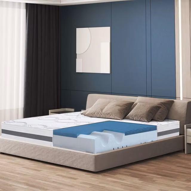 Materasso in Memory Foam The White Stone Bianco, L/P/H: 120 x 190 x 22 cm, con schiuma viscoelastica e tessuto antibatterico