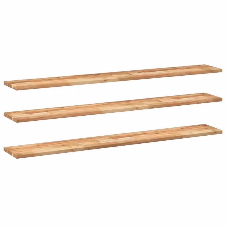 Set di 3 mensole da parete VIDAXL in legno di acacia marrone con finitura a olio, L: 160 cm, P: 20 cm, H: 2 cm
