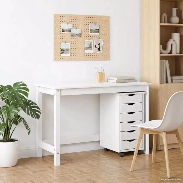 Set scrivania e mobiletto su ruote MOSS vidaXL Bianco 2 pz