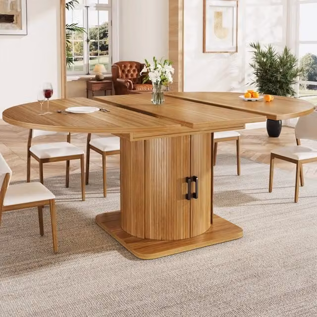 Tavolo allungabile moderno Mivray in MDF con maniglia in metallo, disponibile in nero o marrone, L/P/H: 118-158 x 118 x 76 cm