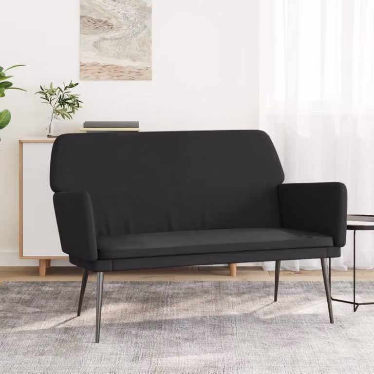 Panca moderna vidaXL in velluto nero con braccioli e struttura in metallo L: 108 cm, P: 79 cm, H: 79 cm