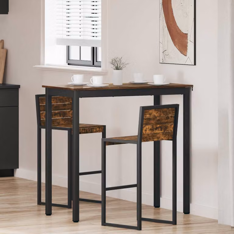 vidaXL Tavolo Bar Rettangolare Moderno in Legno Ingegnerizzato e Metallo, Disponibile in Nero, Grigio o Marrone