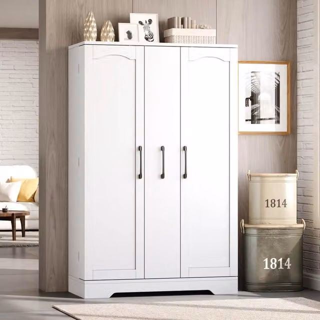Mobile dispensa FOLYNA bianca con 2 ante e 4 livelli estraibili in MDF, ripiani regolabili, L: 78 cm, P: 35 cm, H: 120 cm