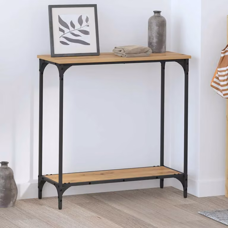 vidaXL Tavolo consolle in stile industriale in legno rovere e metallo, marrone, L 75 cm x P 30.5 cm x H 75 cm