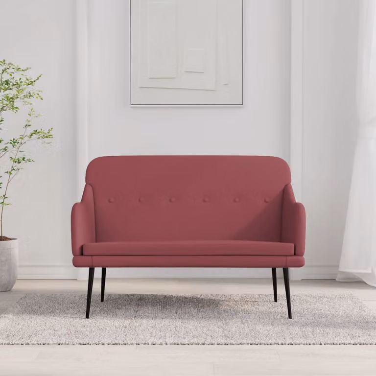 Panca vidaXL in tessuto rosso vino con braccioli per soggiorno L: 110 cm, P: 76 cm, H: 80 cm