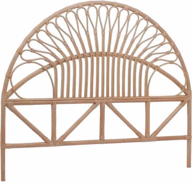 Testiera per letto in rattan naturale e legno massello Sweeek, colore beige, stile etnico