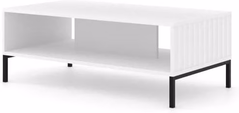 Tavolino Wave Bim Furniture Bianco Opaco con Gambe Nere L: 126 cm, P: 60 cm, H: 43 cm