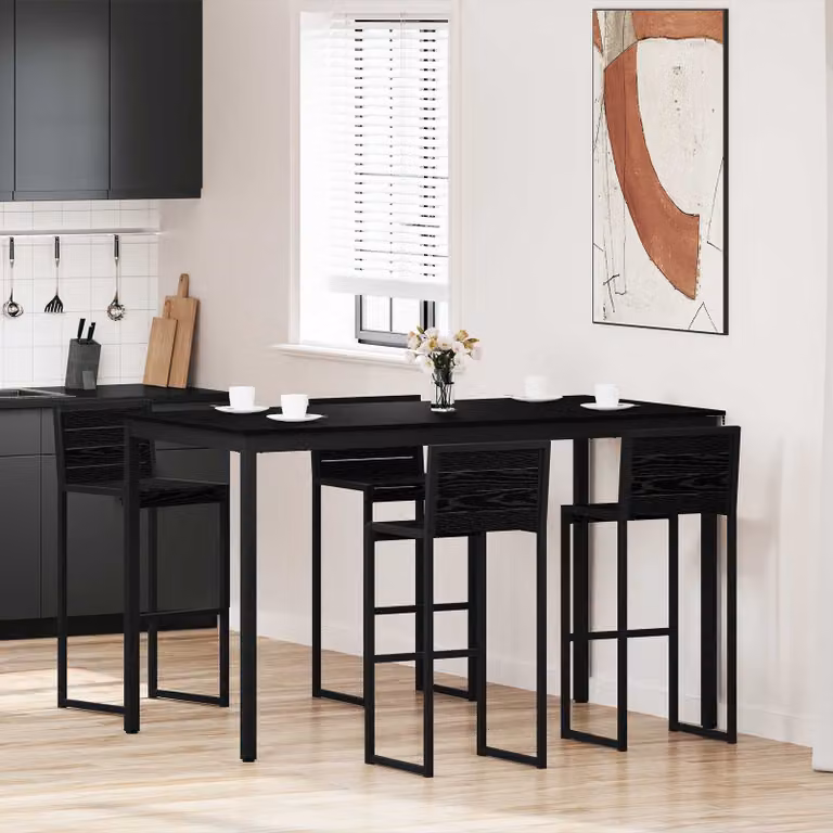 vidaXL Tavolo Bar Moderno Rettangolare in Legno Ingegnerizzato e Metallo, Nero, L: 180 cm, P: 90 cm, H: 105 cm
