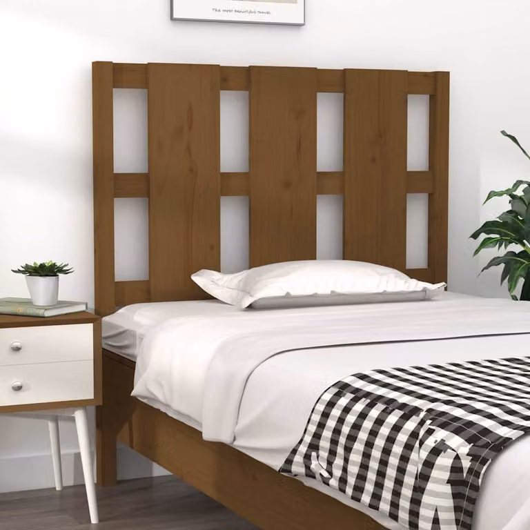 Testiera per letto vidaXL in legno massello di pino, colore ambra, L 95,5 cm x P 4 cm x H 100 cm