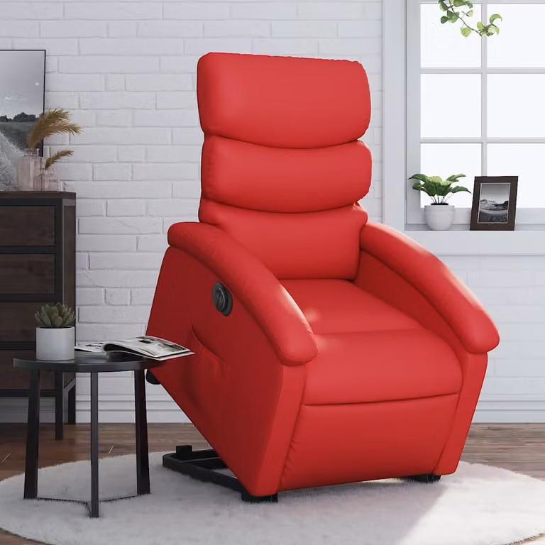 Poltrona Alzapersona Reclinabile Elettrica vidaXL in Similpelle Rossa con Braccioli