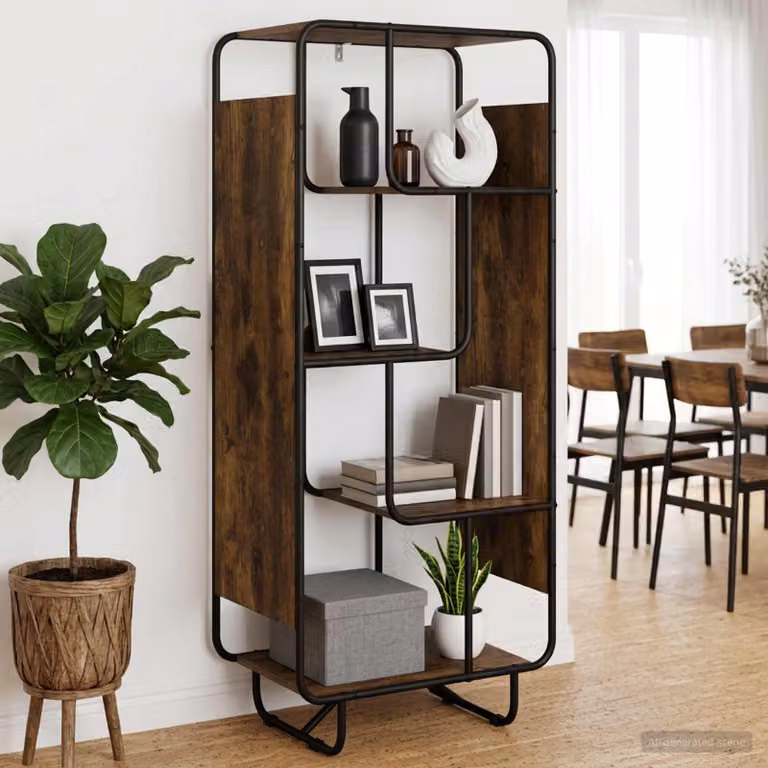 Credenza stile industrial vidaXL in legno ingegnerizzato e metallo, colore rovere fumo, L 60 x P 37.5 x H 144 cm