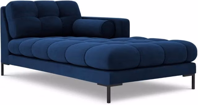 Chaise longue destra Bali di Cosmopolitan Design in velluto blu reale, L: 164 cm, P: 102 cm, H: 75 cm